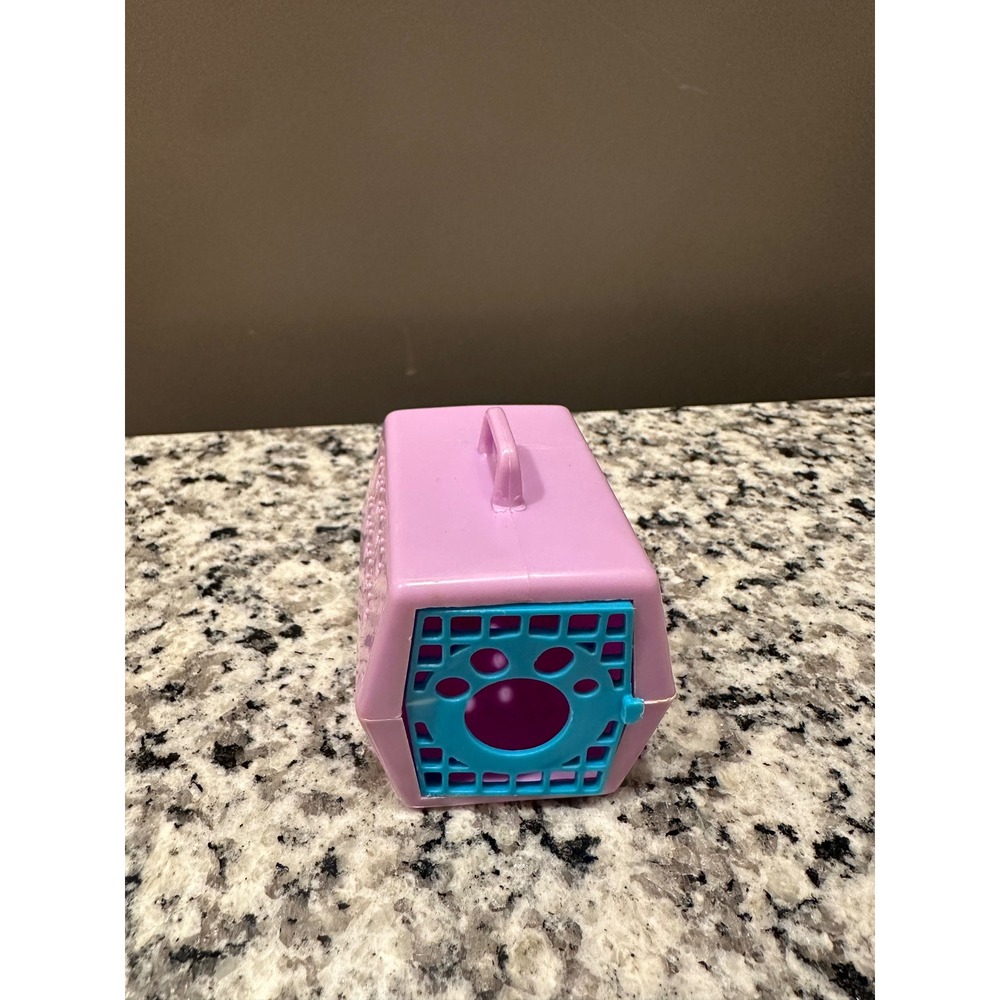 Kids Toy Pet Carrier Dollhouse Miniature Purple Blue Paw Print Door